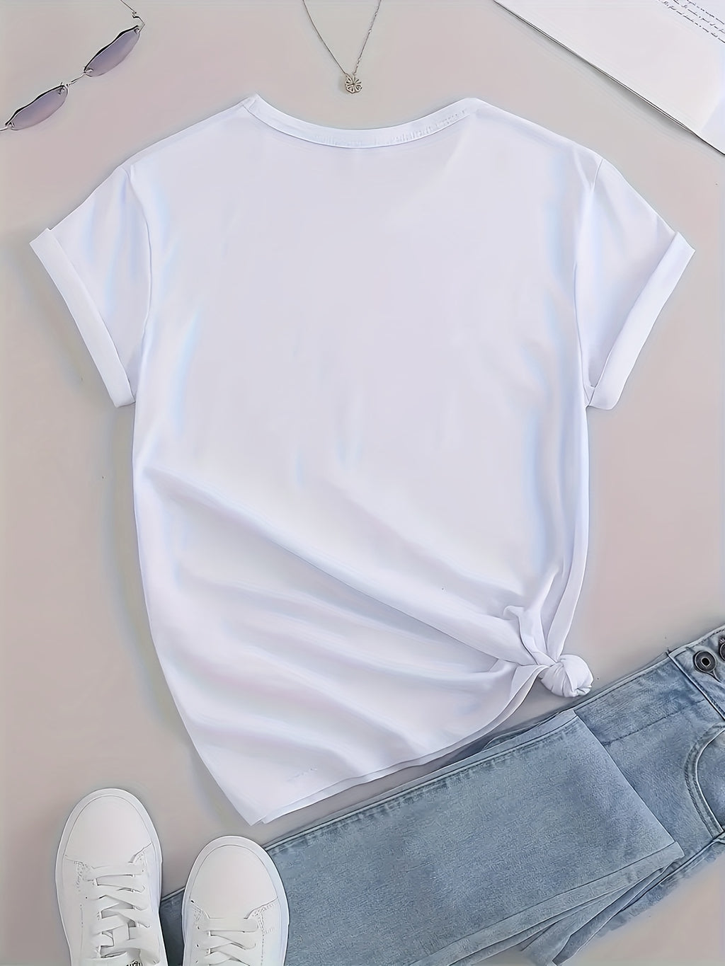 Skull & Letter Print T-shirt, Casual Crew Neck Short Sleeve T-shirt, Women's Clothing
