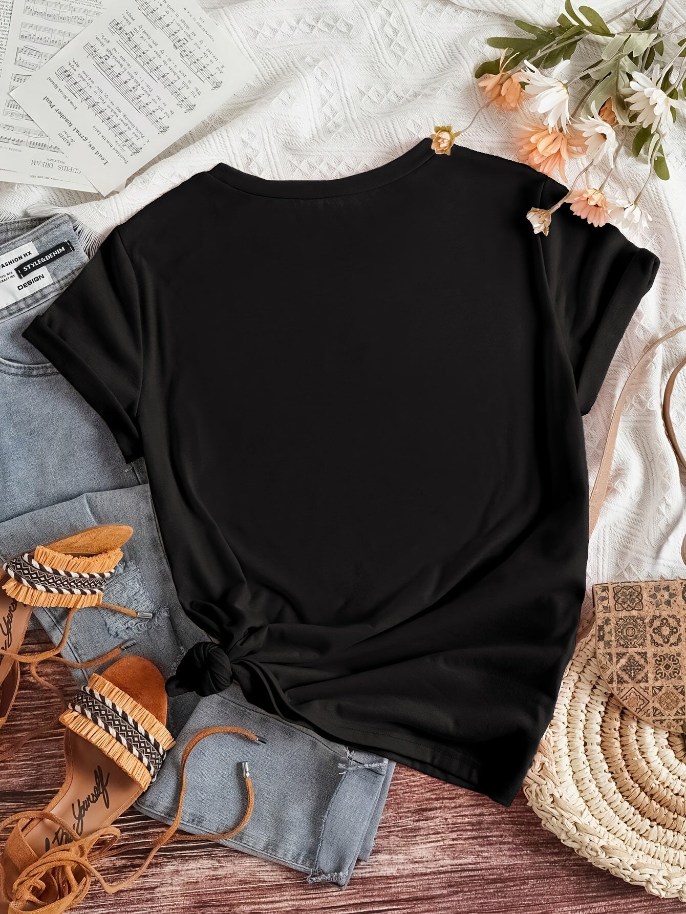G7037 2023 New Arrival Small Version Sunflower Print T-Shirt