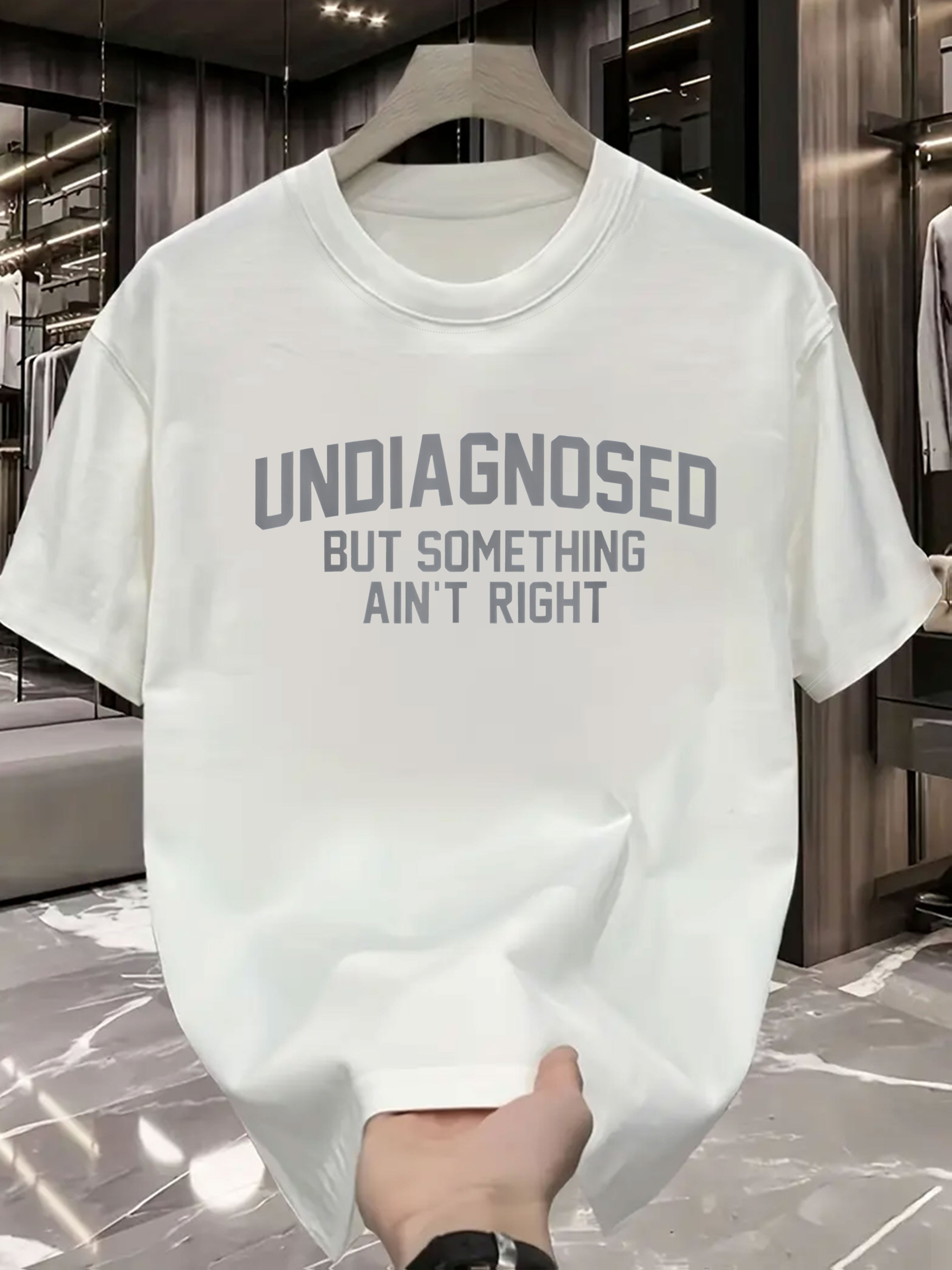 Men'S Casual " Undiagnosed But Something Ain't Right" Graphic T-Shirt - Black, Short Sleeve, Round Neck, Summer Tee with Bold White Print, Comfortable & Stylish for Casual Attire, Everyday Tshirt | Bold Graphic Tee | Comfortable Fit