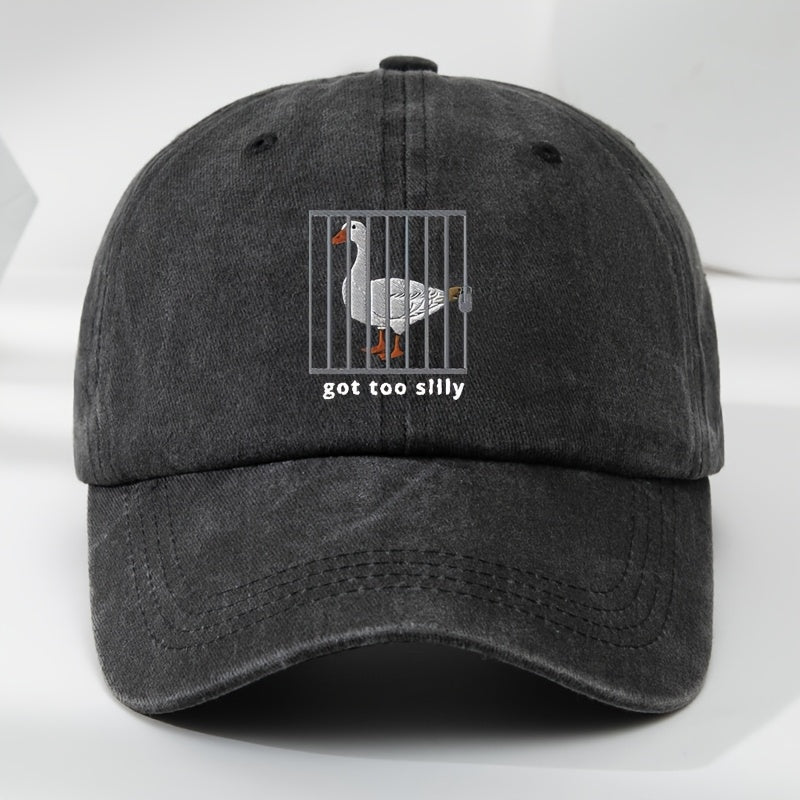 Interesting Goose Iron Cage Print Baseball Cap Unisex Soft Top Adjustable Hat Circumference Duck Tongue Hat Outdoor Sports Leisure Breathable Moisture Wicking Hat