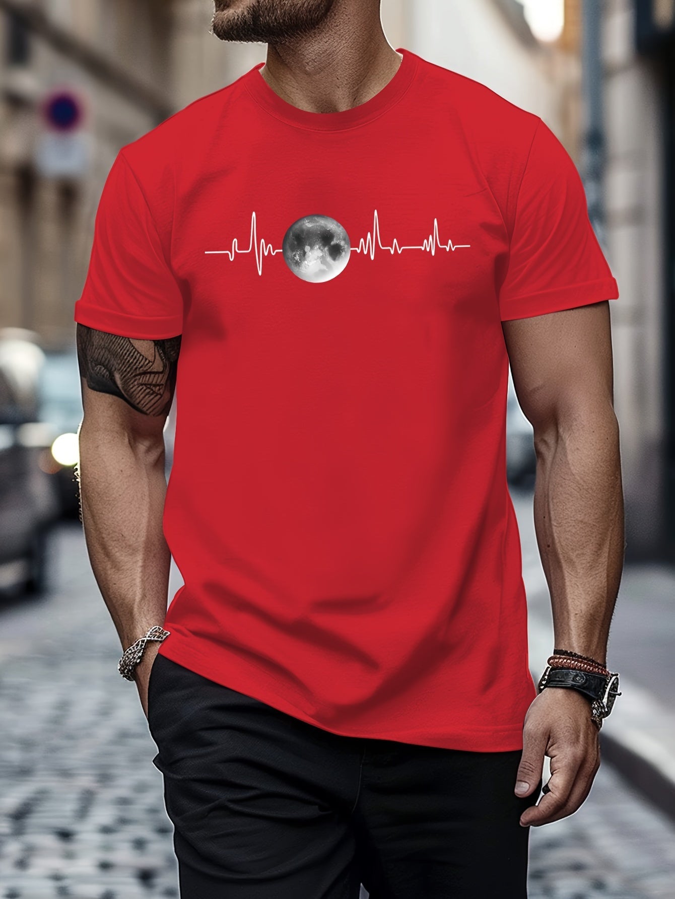 Men's Planet Print Drop Shoulder T-shirt