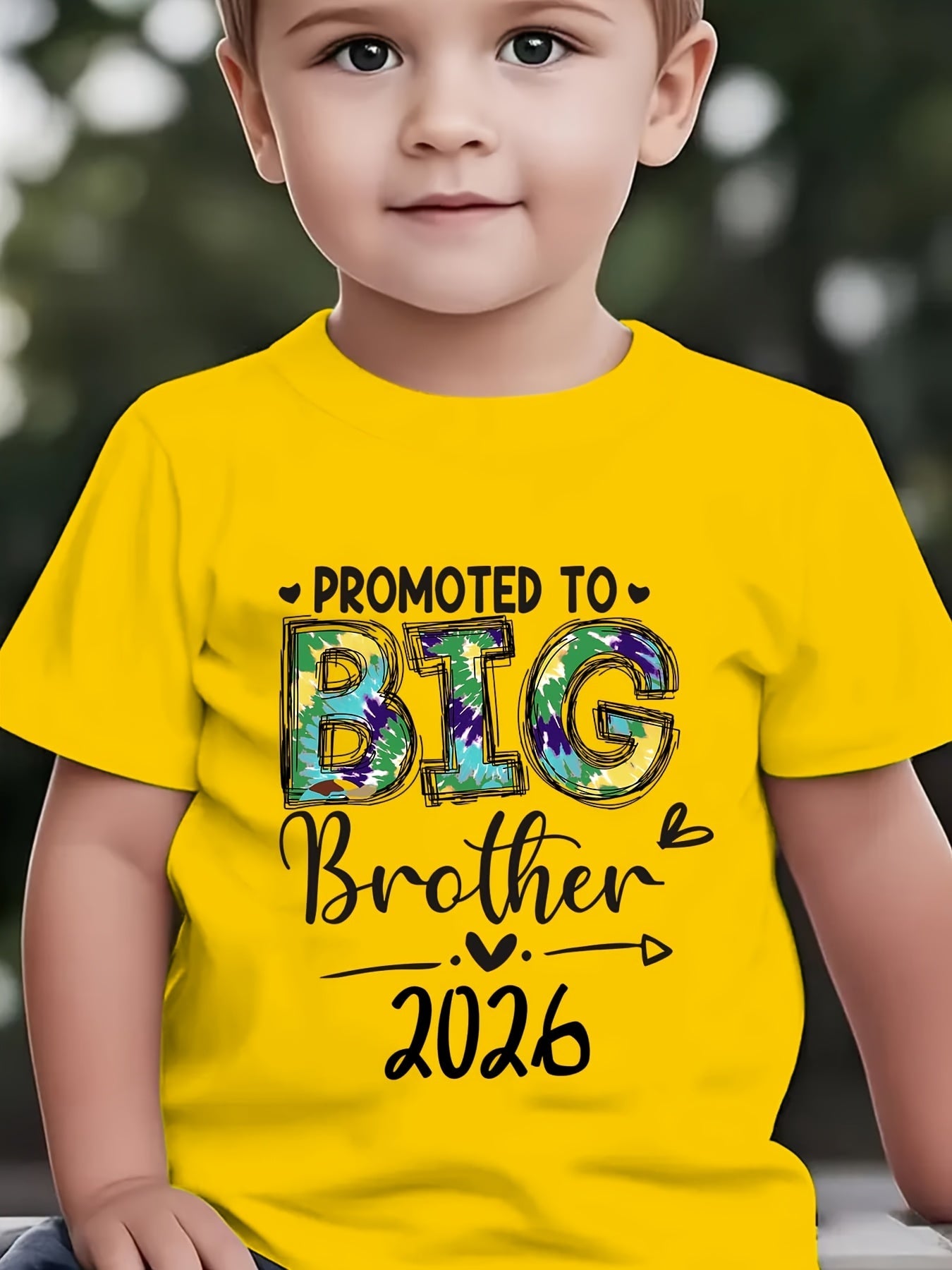 Summer Fashion Boys' Short Sleeve T-Shirt PROMOTED TO BIG BROTHER 2026 Letter Print Outdoor Casual Top NY-DX6459