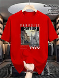 Men'S Fashion Casual PARADISE NEW YORK Print Regular Short Sleeve T-Shirt, Comfortable And Versatile