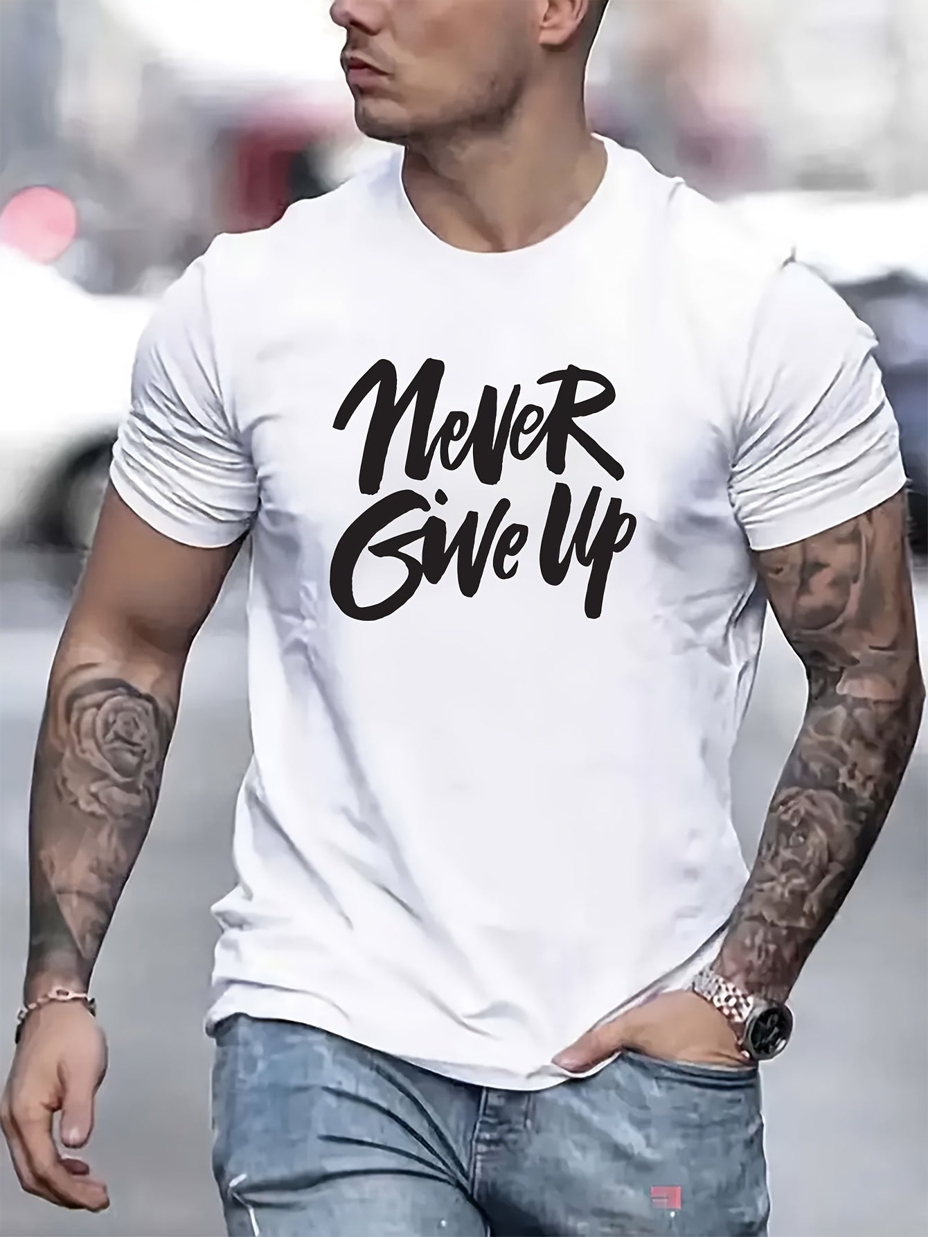 Fashion Casual Men'S Letter Print T-Shirt
