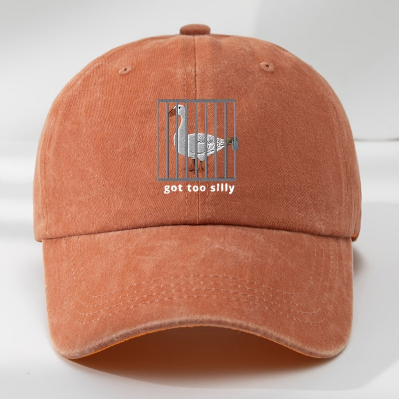 Interesting Goose Iron Cage Print Baseball Cap Unisex Soft Top Adjustable Hat Circumference Duck Tongue Hat Outdoor Sports Leisure Breathable Moisture Wicking Hat