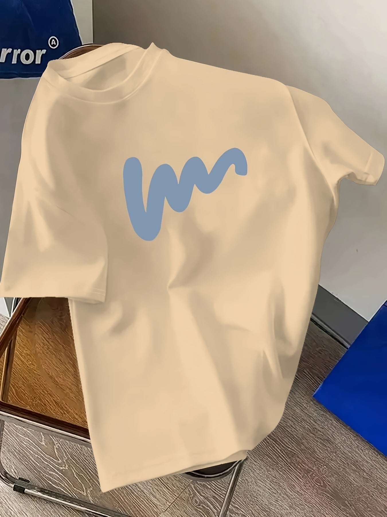 Men's Trendy Wave Print Drop Shoulder T-Shirt