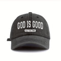 1pc GOD IS GOOD All The Time Letter Print Women'S Washed Baseball Cap, Fashion Outdoor Vintage Street Urban Style Men Women Cap Curved Brim Dad Hat Sun Hat for Vacation Beach Travel Riding