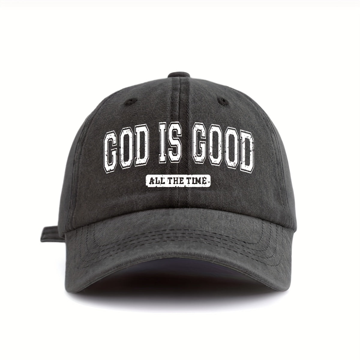 1pc GOD IS GOOD All The Time Letter Print Women'S Washed Baseball Cap, Fashion Outdoor Vintage Street Urban Style Men Women Cap Curved Brim Dad Hat Sun Hat for Vacation Beach Travel Riding