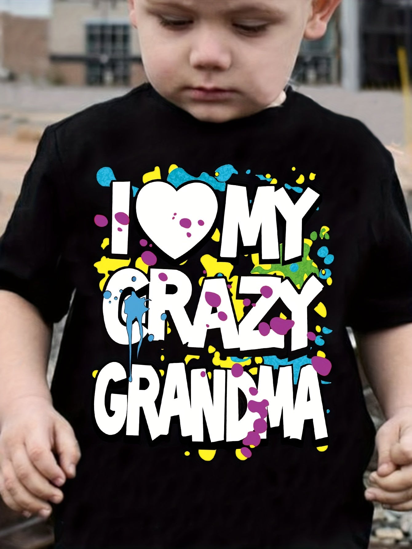 I LOVE MY CRAZY GRANDMA Letter 3D Print Short Sleeve T-Shirts For Boys - Cool, Lightweight And Comfy Summer Clothes!