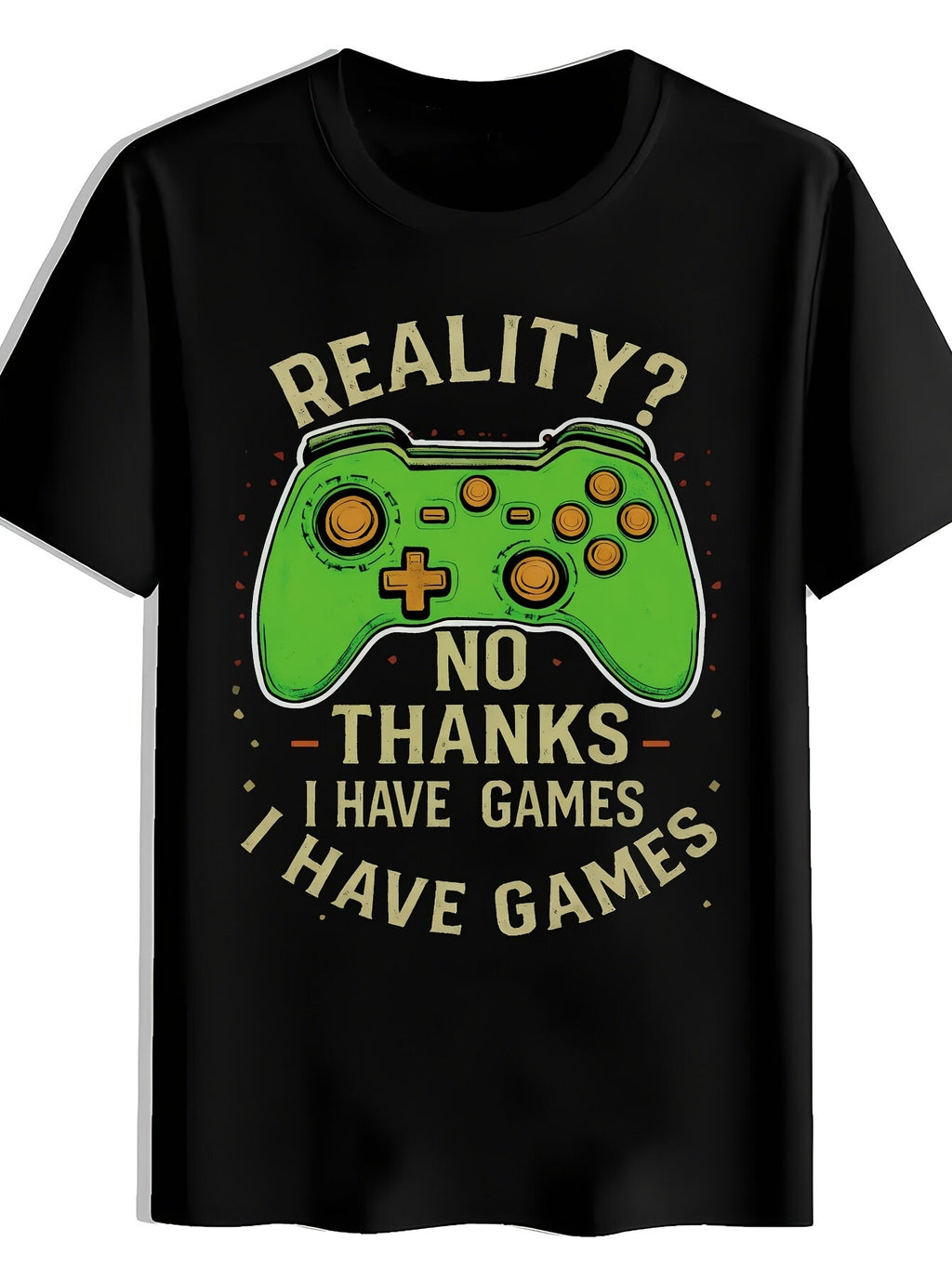 Game Controller Blue Print T-Shirt, Summer, Versatile, Athletic, Trendy T-Shirt, Round Neck Short Sleeve Top, Casual Daily Wear, Men'S Clothing