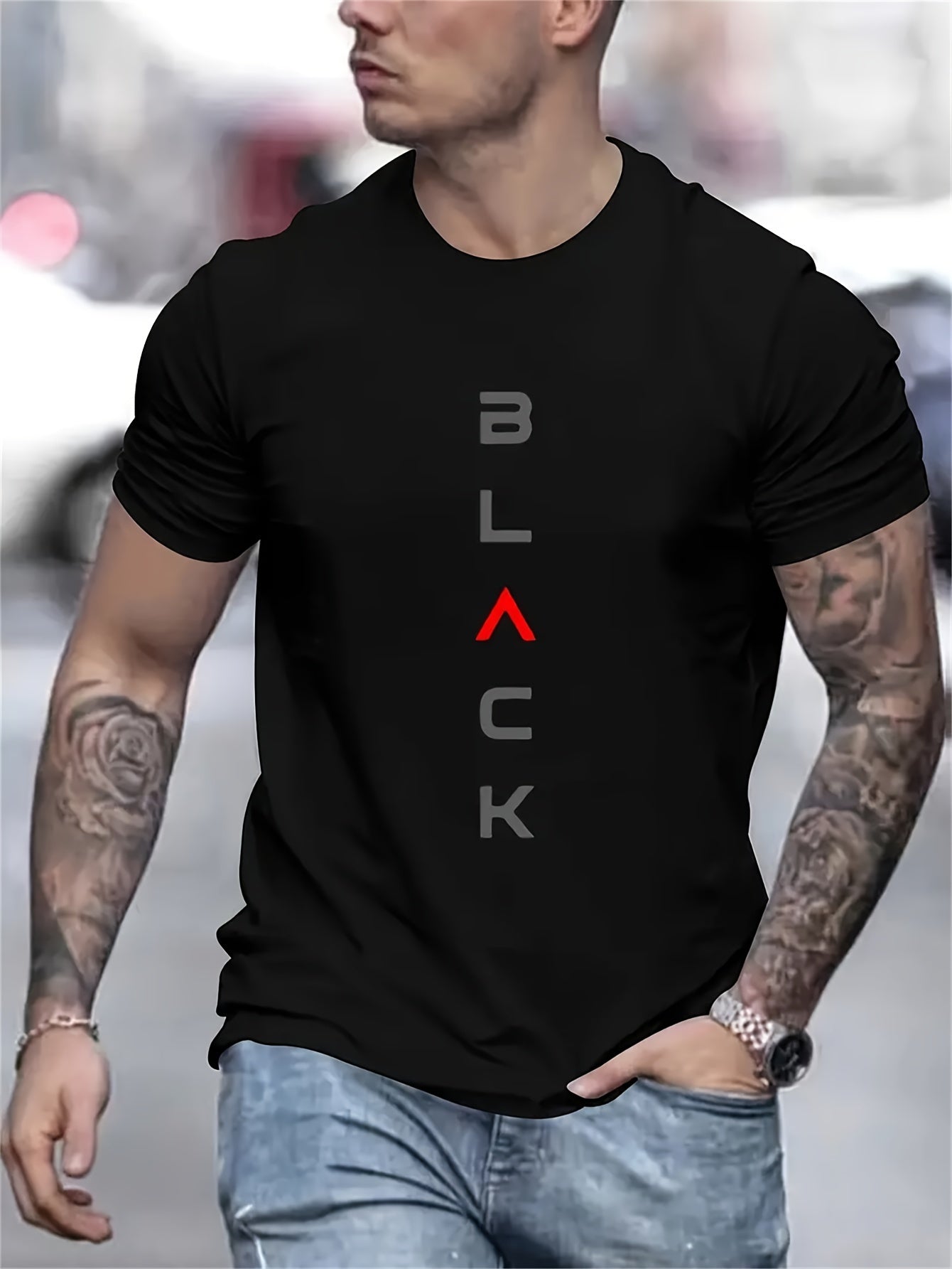 Men'S Trendy Letter Print Comfortable And Soft Regular Fit T-Shirt