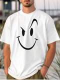 Pure - Cotton White T - shirt for Men: Simple and Bold Smiling Face Design