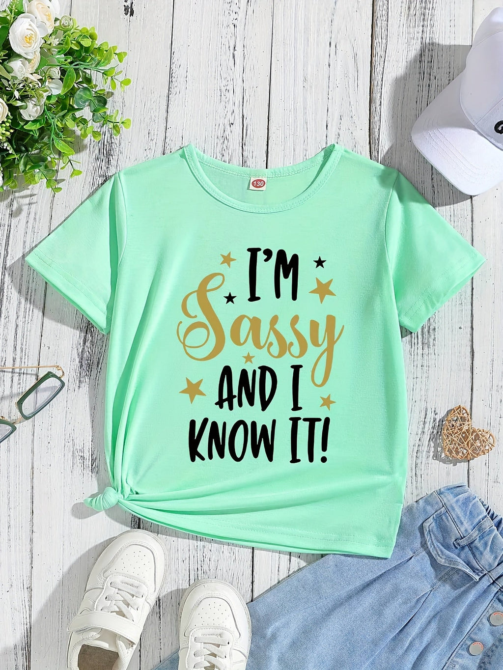Summer New Cute Cartoon English Letter Print Casual Short Sleeve T-Shirt for Girls
