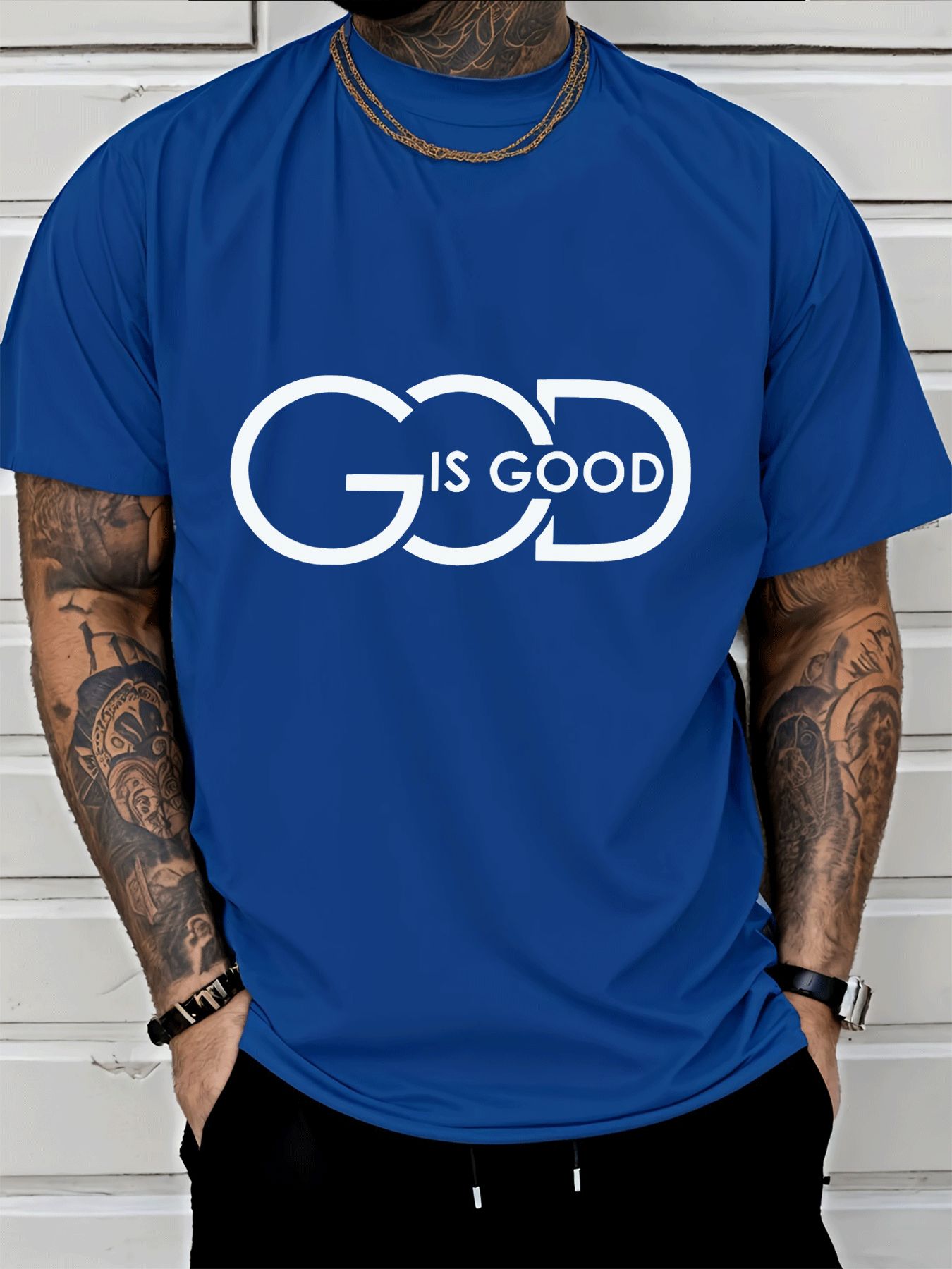 [Religious Graphic Tee] GOD IS GOOD Christian Faith T-Shirt for Men | Inspirational Religious Graphic Tee | Thick Durable Print, Fade-Resistant | Breathable Polyester, Wrinkle-Resistant Short Sleeve