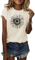Cicy Bell Women's T Shirts Short Sleeve Tees Sunflower Graphic Loose Summer Tops