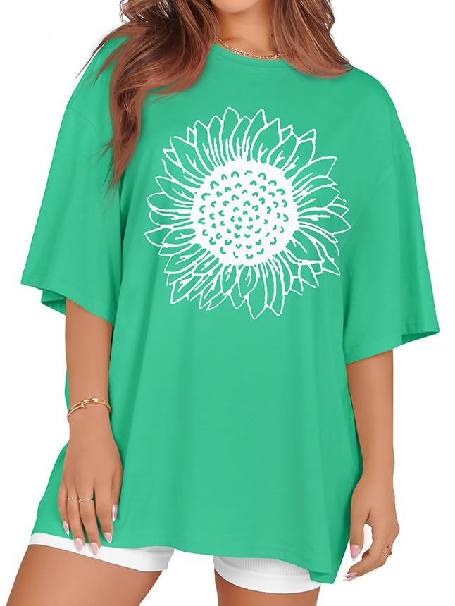 rosemia Oversized Tshirts for Women Summer Short Sleeve Round Neck Graphic Tee Shirt