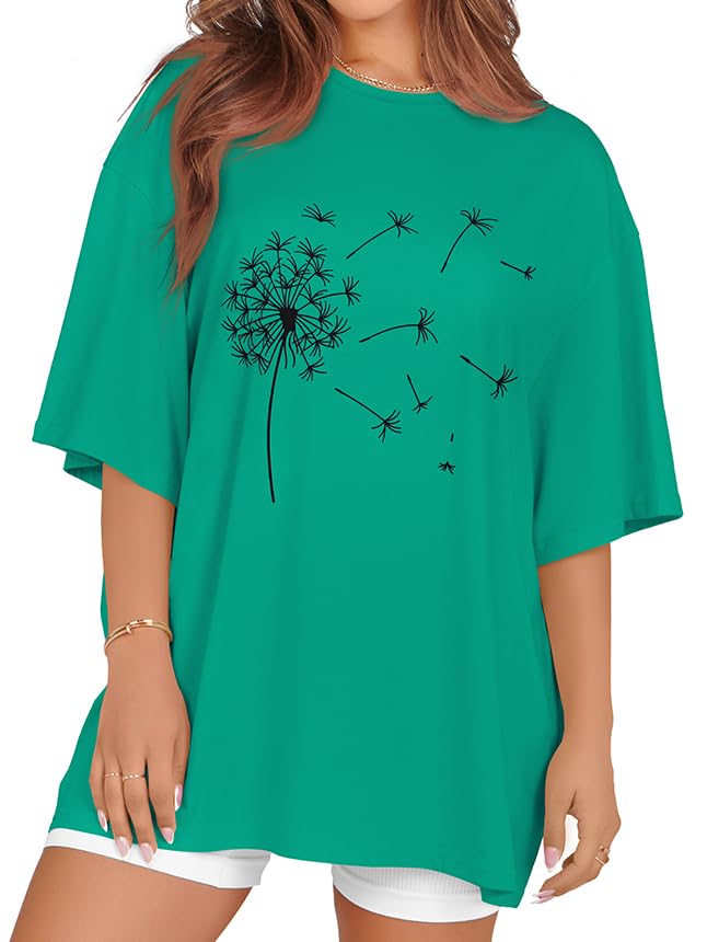 rosemia Oversized Tshirts for Women Summer Short Sleeve Round Neck Graphic Tee Shirt