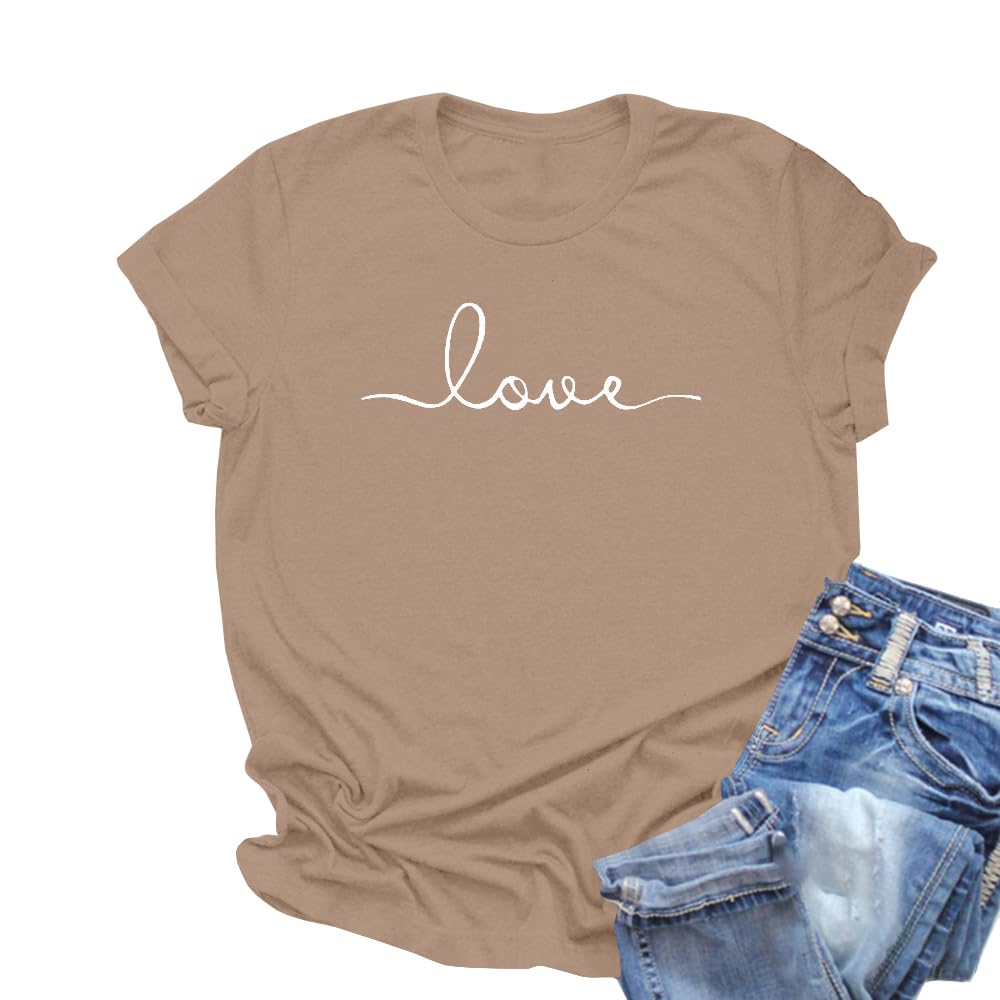 NIUBIA Women's T-Shirt Graphic Tees Love Printed Casual Short Sleeve Tops Summer Loose Fitted Top
