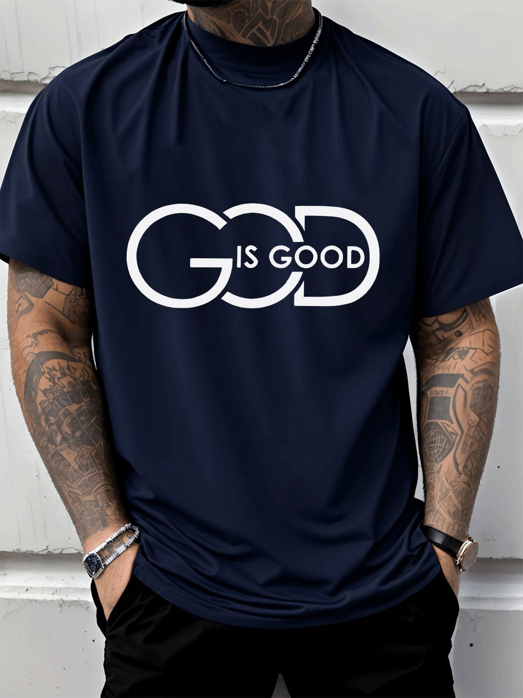 [Religious Graphic Tee] GOD IS GOOD Christian Faith T-Shirt for Men | Inspirational Religious Graphic Tee | Thick Durable Print, Fade-Resistant | Breathable Polyester, Wrinkle-Resistant Short Sleeve