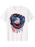 Baseball Drip Ice Cream 4th July Baseball US American Flag T-Shirt, for Boys breathable, casual and comfortable top street fashion casual summer T-shirt