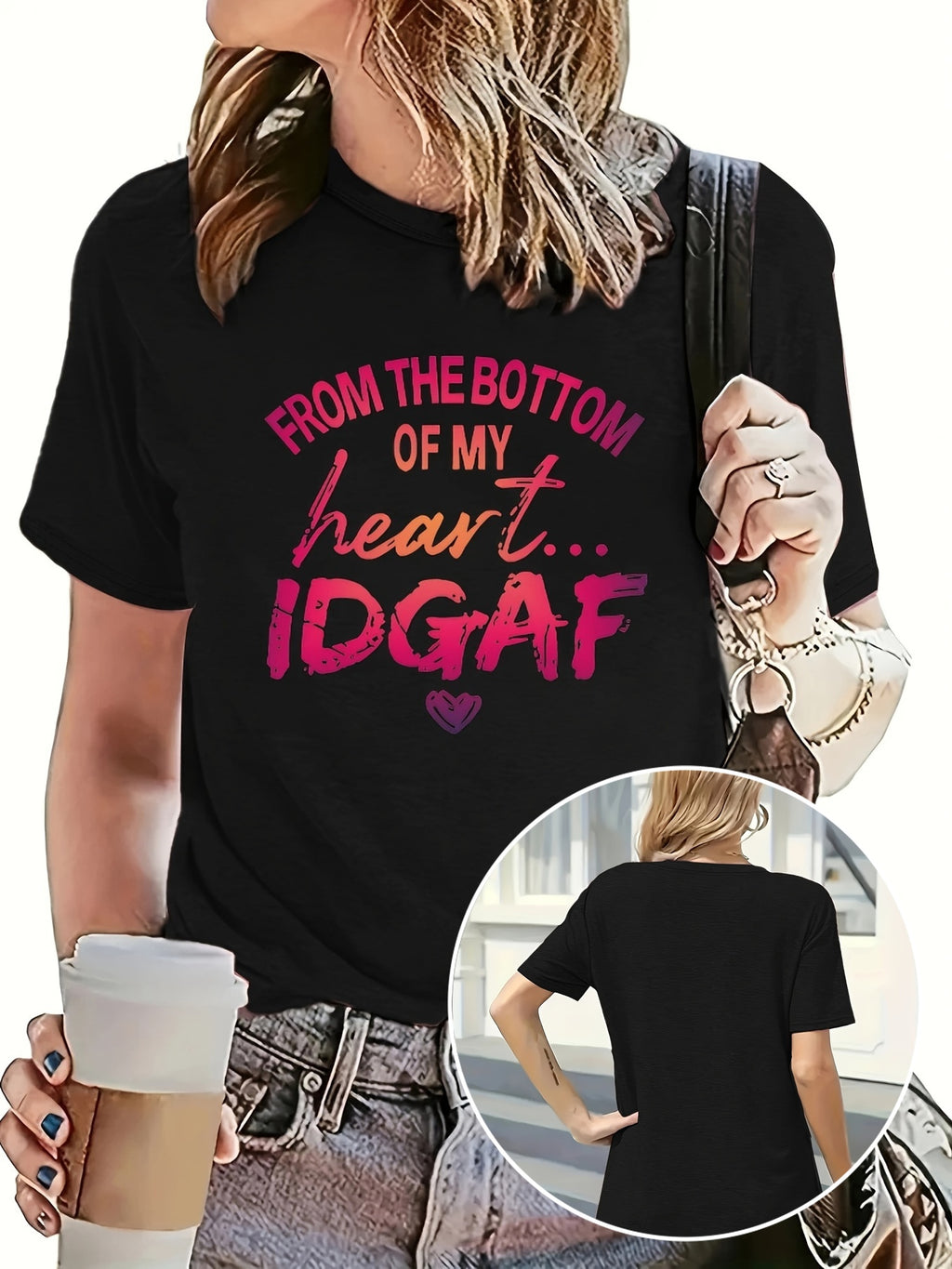Letter Print T-shirt, Casual Short Sleeve Crew Neck Top For Spring & Summer, Women's Clothing