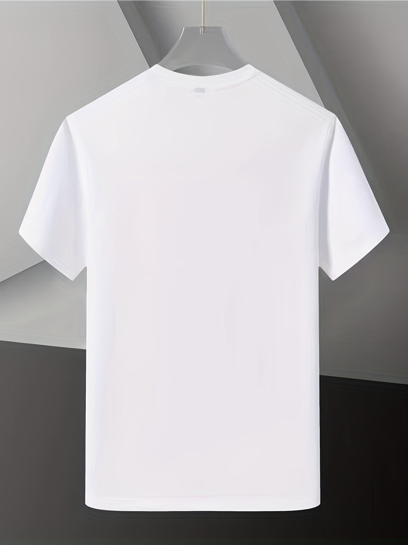 Men'S Short-Sleeve T-Shirt with a Round Neck, Pure White, New Casual Summer Wear