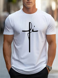 Men's Soft Breathable Casual Short Sleeve T-Shirt with English Text Print Suitable for Summer - Round Neck Casual Attire, Machine Washable & Dry Cleanable, Versatile Casual Wear for Parties, Office & Social Events (Non-)