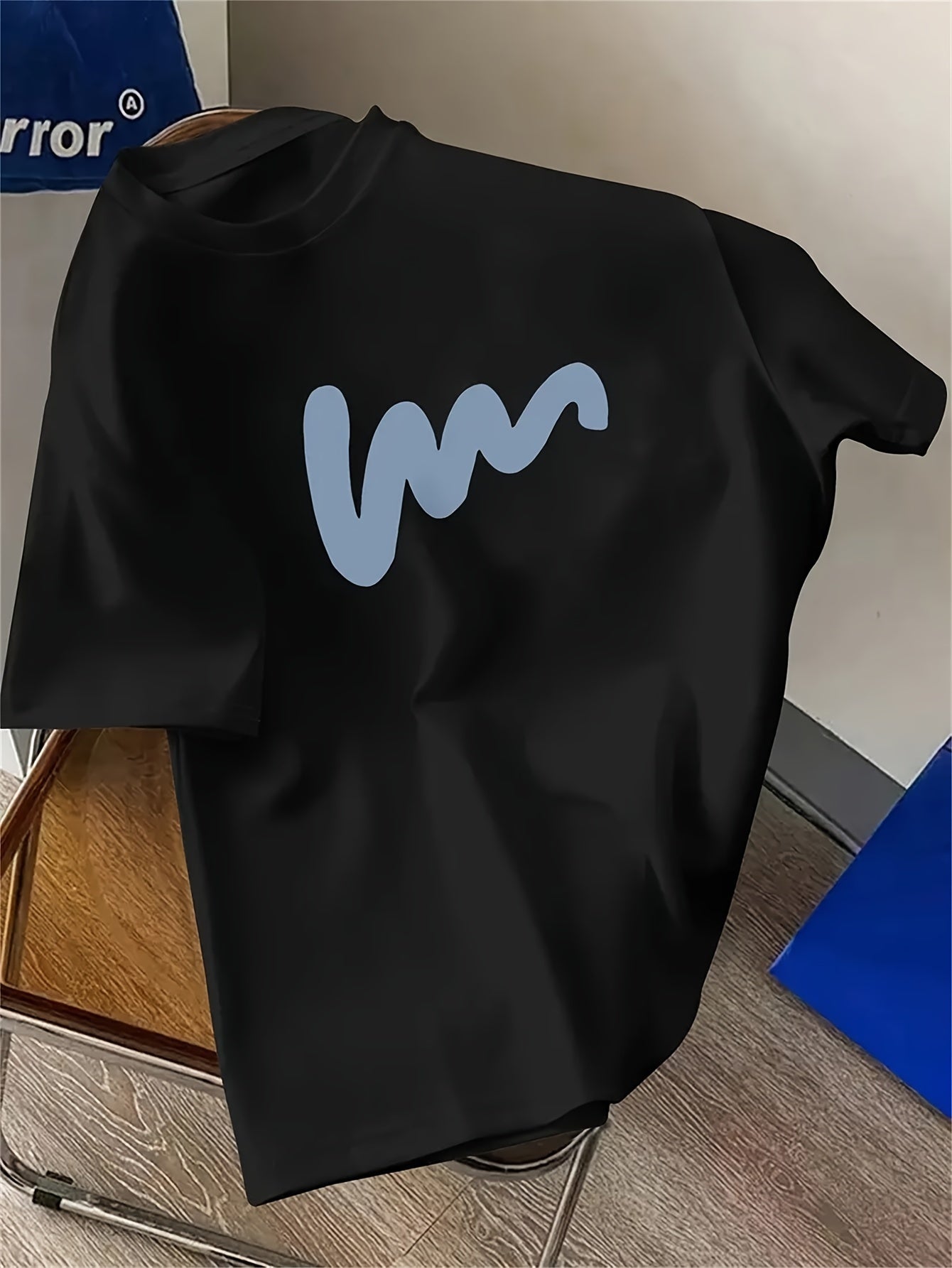 Men's Trendy Wave Print Drop Shoulder T-Shirt