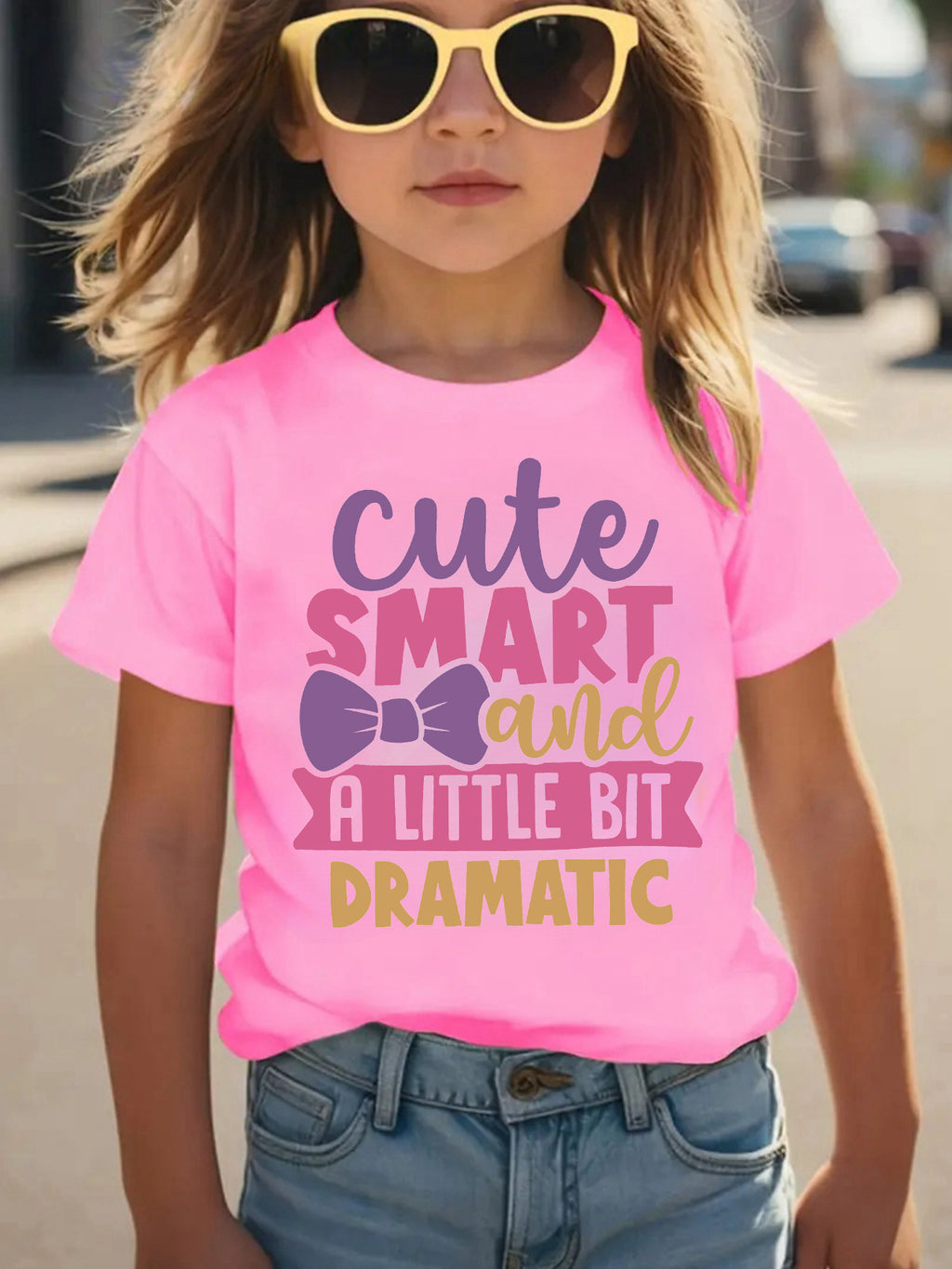 Summer Fashion Girls' Short Sleeve T-Shirt - Cute, Smart, and a Little Bit Dramatic Letter Print Casual Versatile Top NY-DX3236