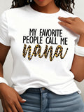 NANA's Letter Graphic Print Crew Neck T-shirt, Casual Short Sleeve Top for Spring & Summer, Women's Clothing