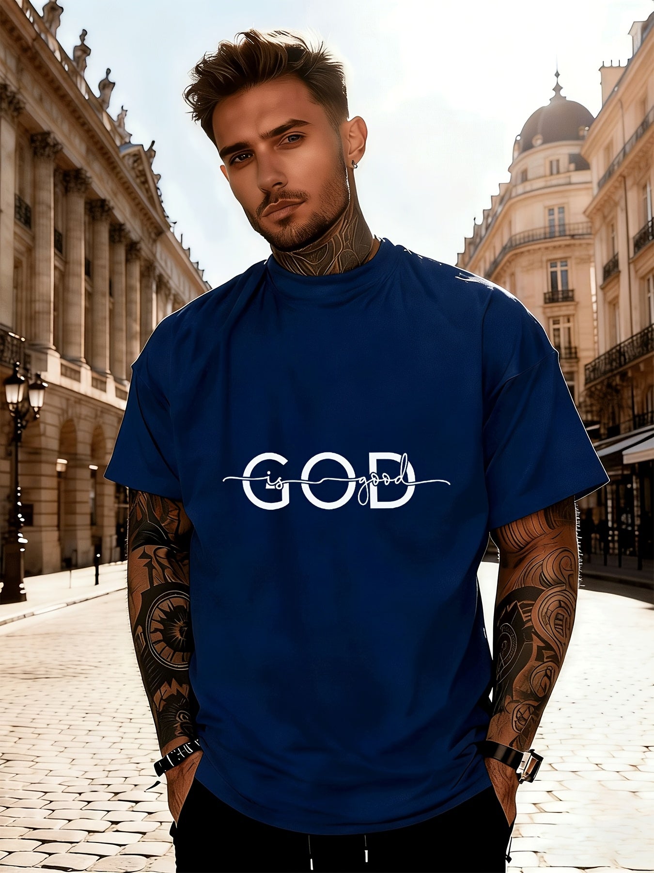 [Religious Graphic Tee] GOD IS GOOD Christian Faith T-Shirt for Men | Inspirational Religious Graphic Tee | Thick Durable Print, Fade-Resistant | Breathable Polyester, Wrinkle-Resistant Short Sleeve
