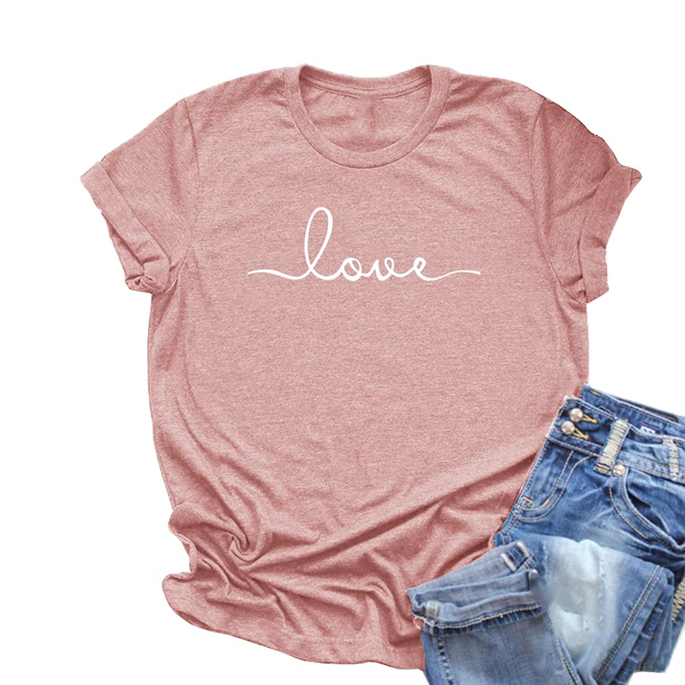 NIUBIA Women's T-Shirt Graphic Tees Love Printed Casual Short Sleeve Tops Summer Loose Fitted Top