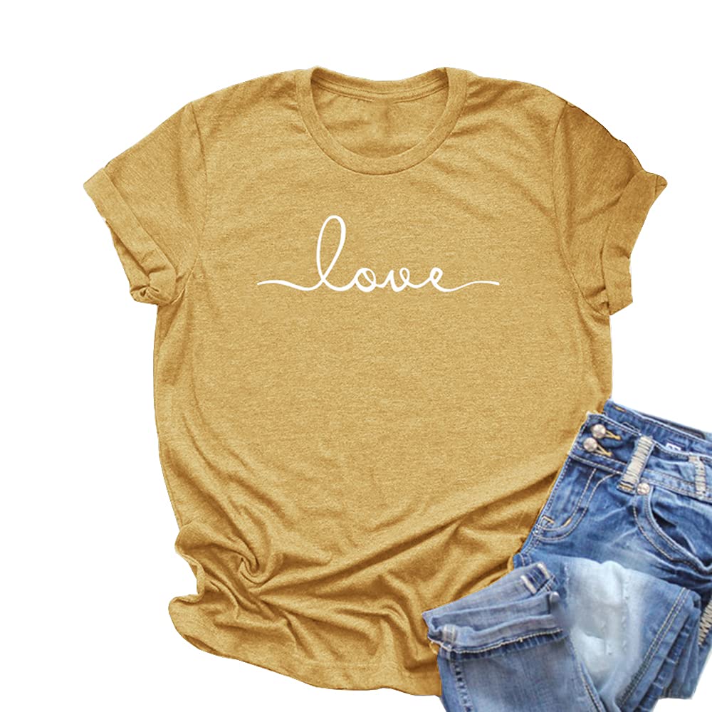 NIUBIA Women's T-Shirt Graphic Tees Love Printed Casual Short Sleeve Tops Summer Loose Fitted Top