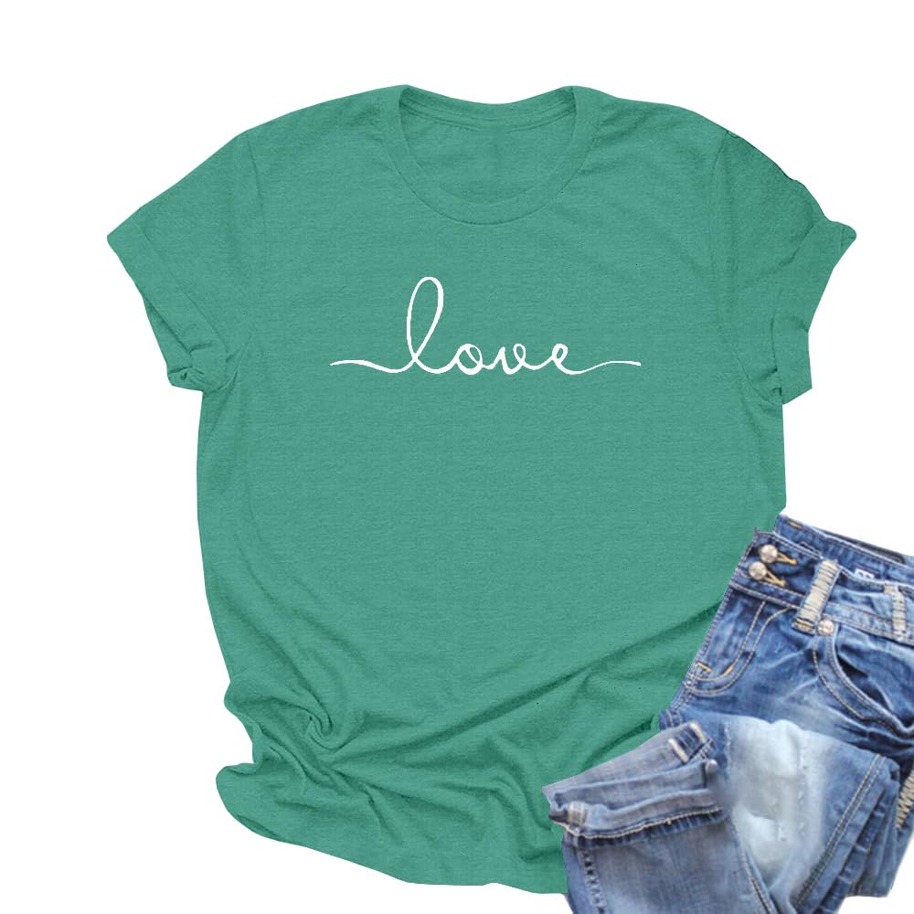 NIUBIA Women's T-Shirt Graphic Tees Love Printed Casual Short Sleeve Tops Summer Loose Fitted Top