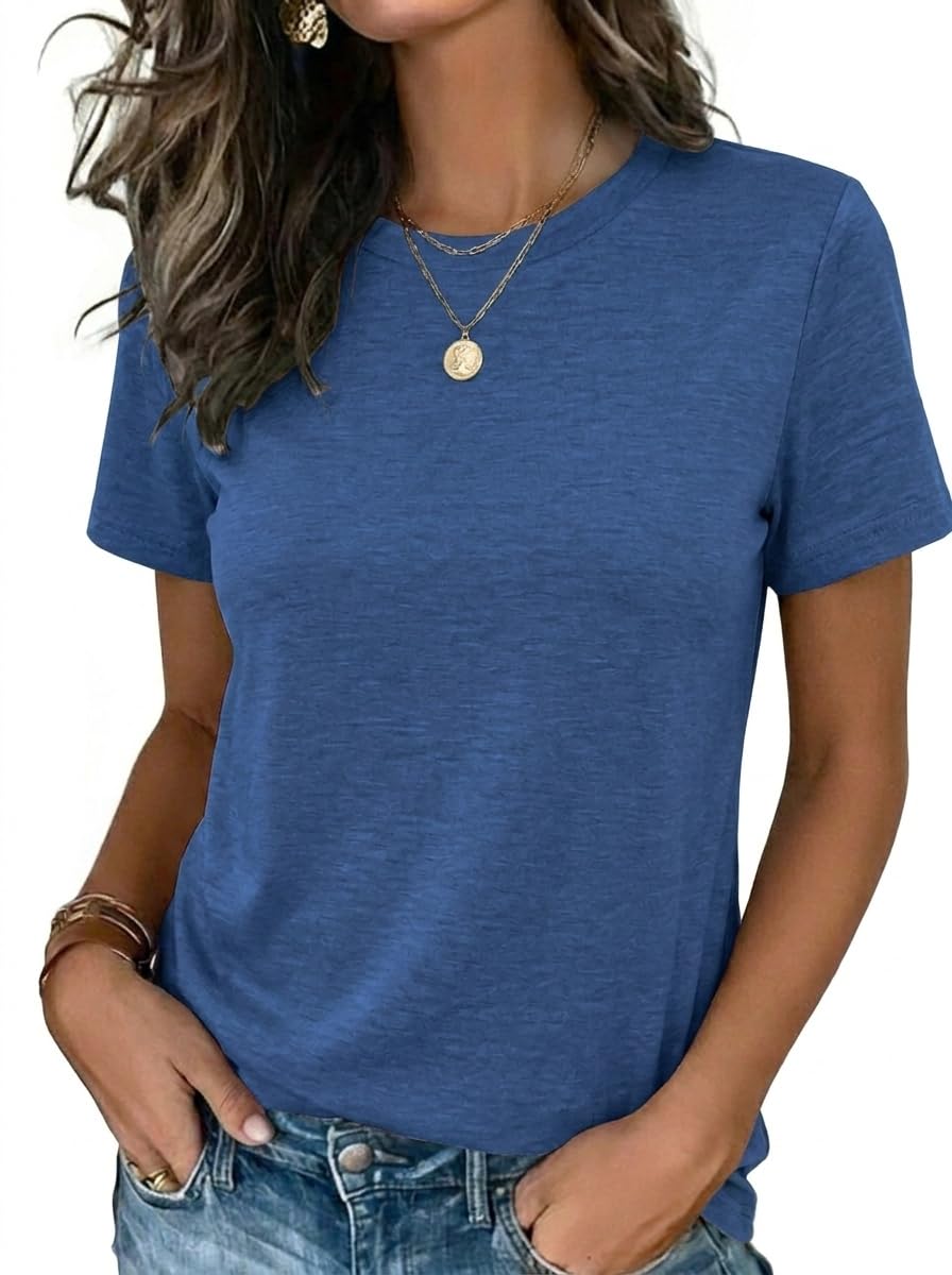 Zeagoo Womens Tshirt Short Sleeve Summer Tops Crewneck Casual Basic Tee Shirts Spring Clothes Trendy Outfit
