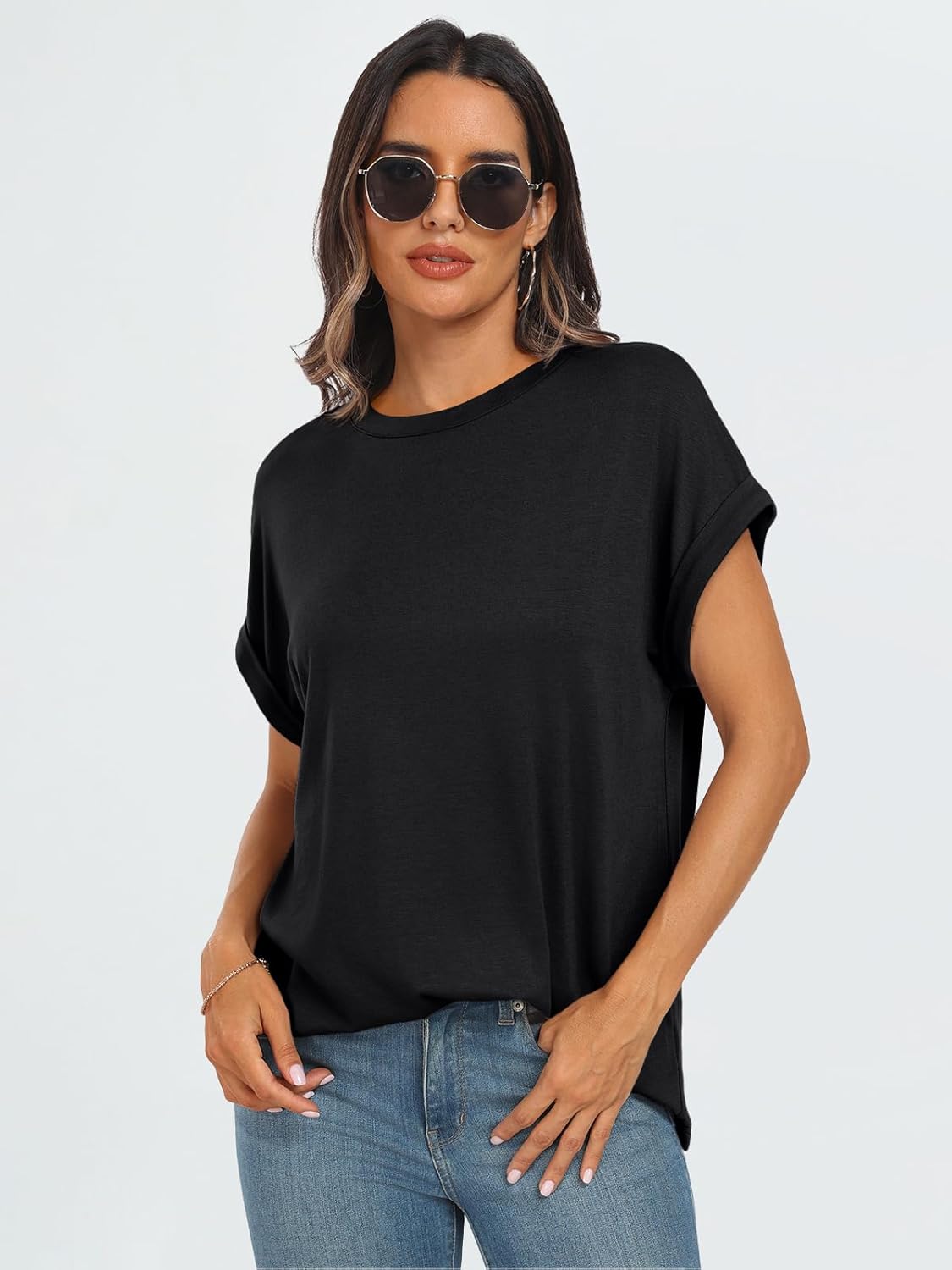 AUTOMET Women's Oversized Short Sleeve T Shirts Casual Summer Everyday Tops