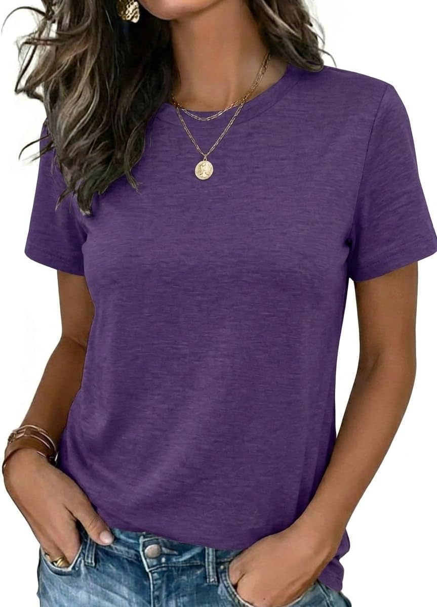 Zeagoo Womens Tshirt Short Sleeve Summer Tops Crewneck Casual Basic Tee Shirts Spring Clothes Trendy Outfit