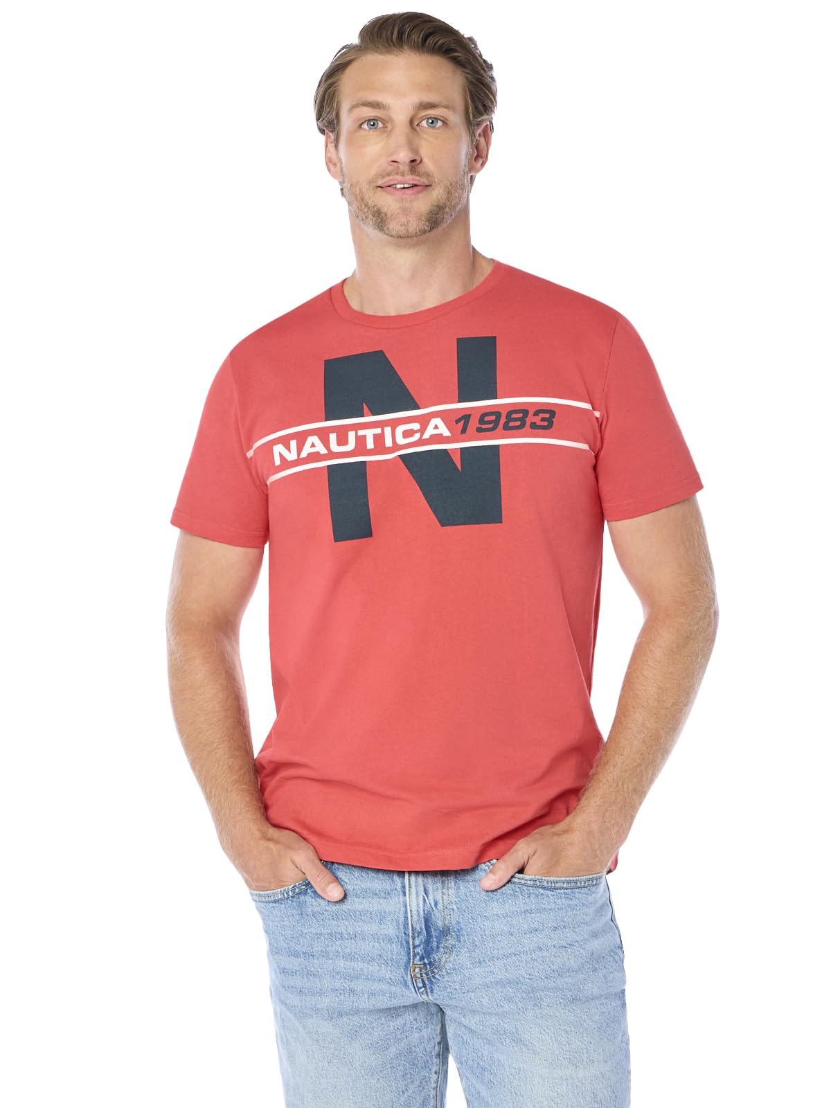 Nautica Men's Short Sleeve 100% Cotton Nautical Series Graphic Tee