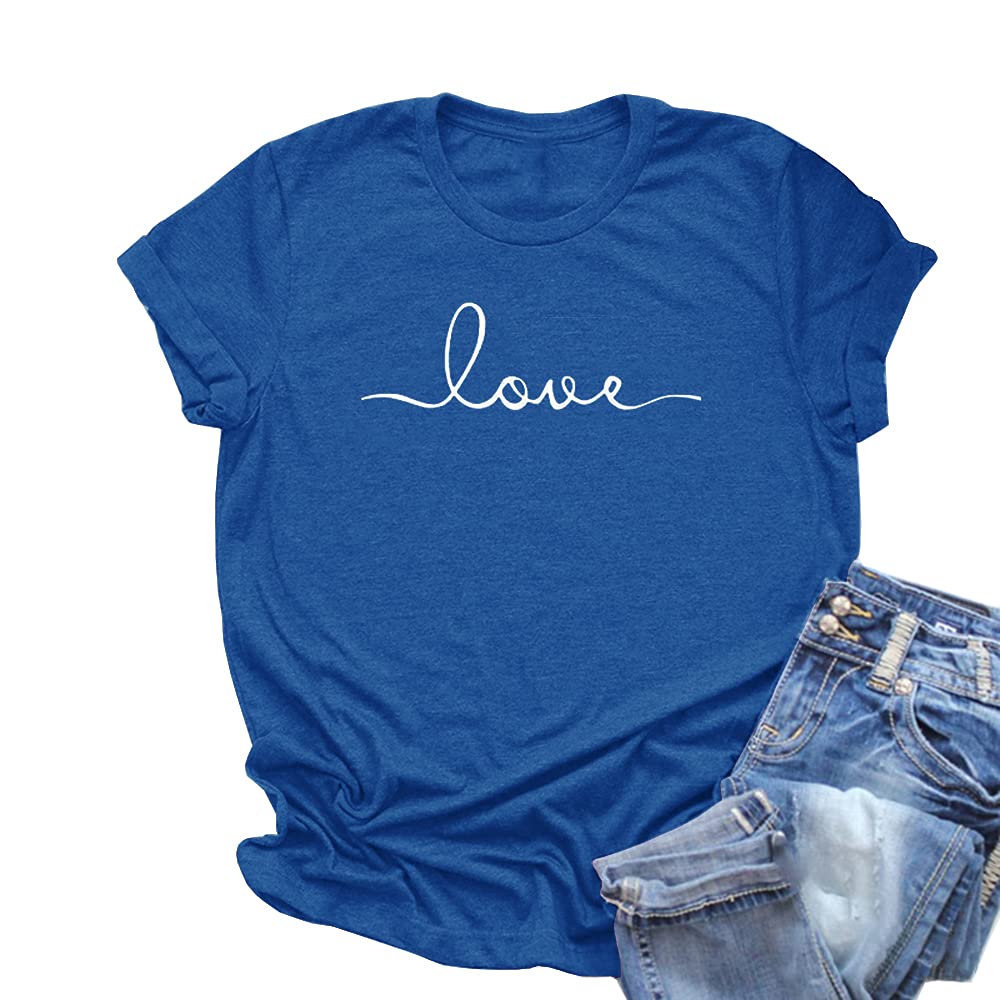 NIUBIA Women's T-Shirt Graphic Tees Love Printed Casual Short Sleeve Tops Summer Loose Fitted Top