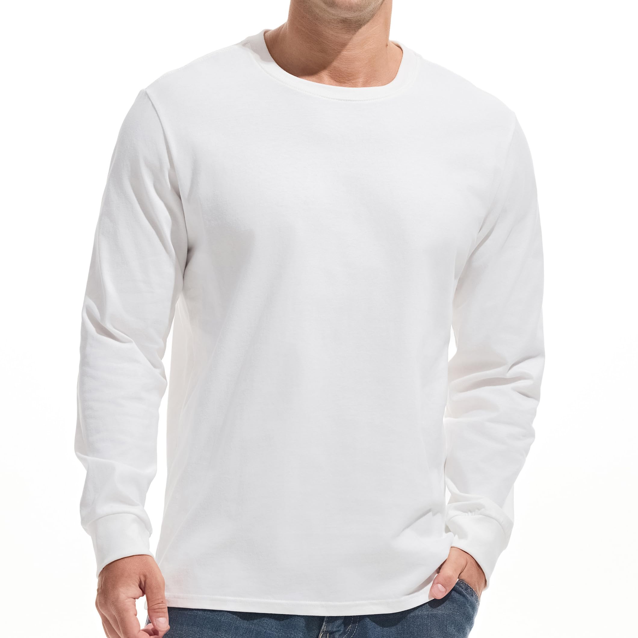 VEIISAR Men's Heavy Weight Crew Neck T-Shirt Mens Premium Cotton Tee - Pre Shrunk S-3XL