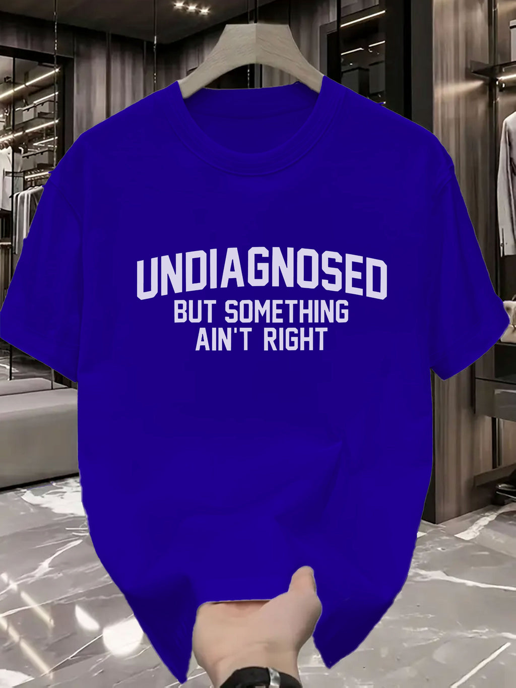 Men'S Casual " Undiagnosed But Something Ain't Right" Graphic T-Shirt - Black, Short Sleeve, Round Neck, Summer Tee with Bold White Print, Comfortable & Stylish for Casual Attire, Everyday Tshirt | Bold Graphic Tee | Comfortable Fit