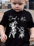 Summer Fashion Short-Sleeve T-Shirt for Boys with a Dad And Son Motorcycle Cartoon Print, Casual Top NYDX4178