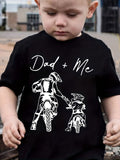 Summer Fashion Short-Sleeve T-Shirt for Boys with a Dad And Son Motorcycle Cartoon Print, Casual Top NYDX4178