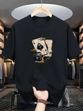 Men's Fashion Printed T-Shirt with Perfect Combination of Poker Cards and Dice Design
