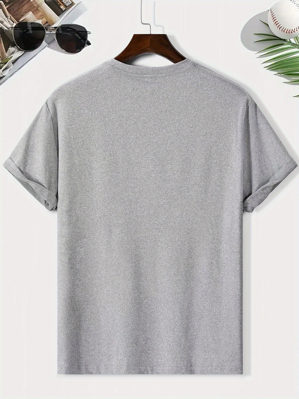 Men'S Casual Stylish Short-Sleeve T-Shirt with Letter Print, Made Of, Lightweight at 6.35 oz Per Square Meter, Regular Fit with a Round Neck, Comfortable Stretchy Summer Fashion T-Shirt, Perfect for Everyday Casual Wear Or As a Gift