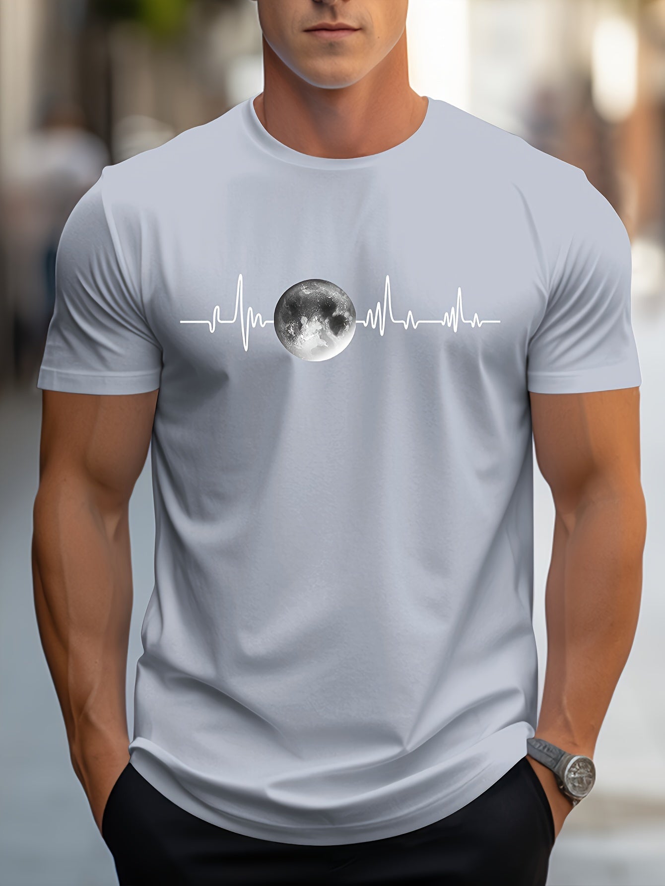 Men's Planet Print Drop Shoulder T-shirt