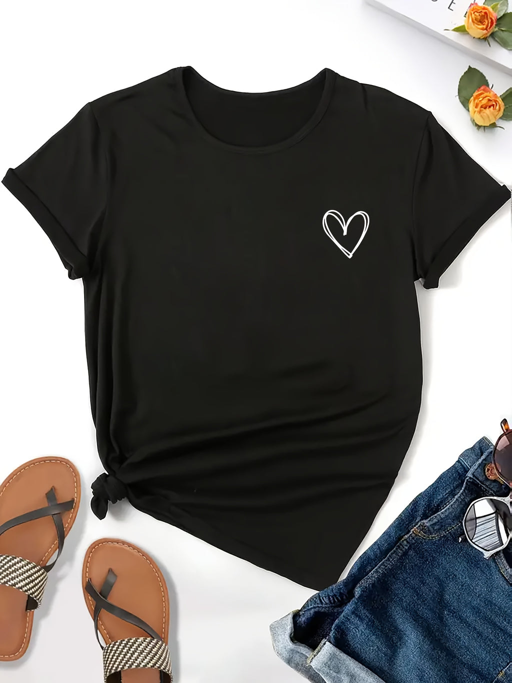 Love Y2K, Trendy Fashion, Women's Round Neck Short Sleeve, Casual and Comfortable, Women's Spring and Summer Clothing