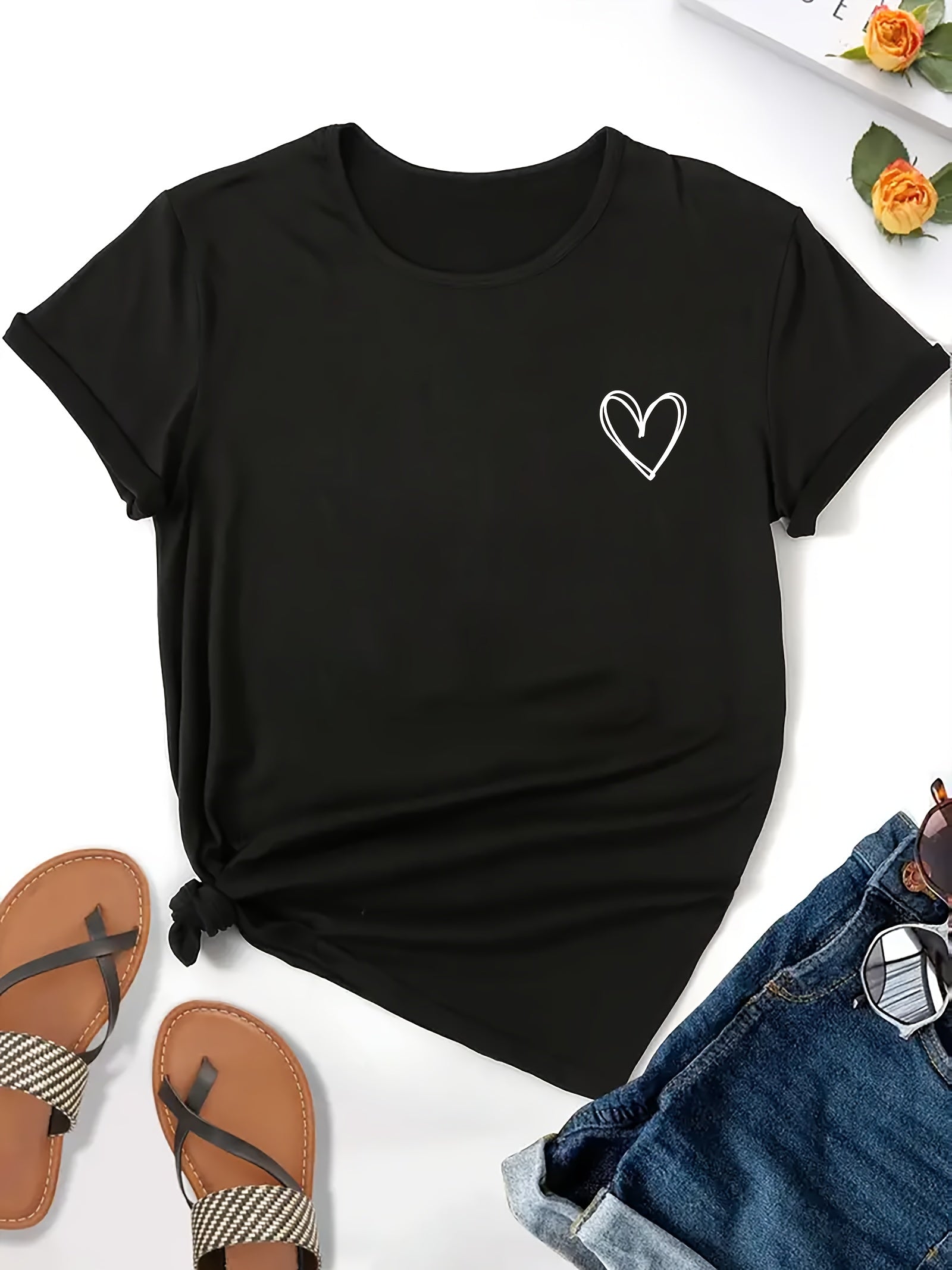 Love Y2K, Trendy Fashion, Women's Round Neck Short Sleeve, Casual and Comfortable, Women's Spring and Summer Clothing