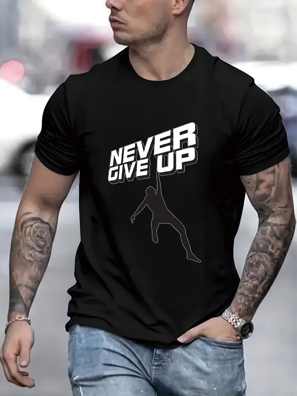 Fashion Casual Men'S Letter Print T-Shirt