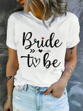 [1pc "Bride to Be" Print Casual T-Shirt] 1pc Women'S Casual Round Neck T-Shirt with "Bride to Be" Print, Polyester Knit Fabric, Short Sleeve Breathable Top for Spring/Summer/Autumn - Regular Length Fashion Tee 241206